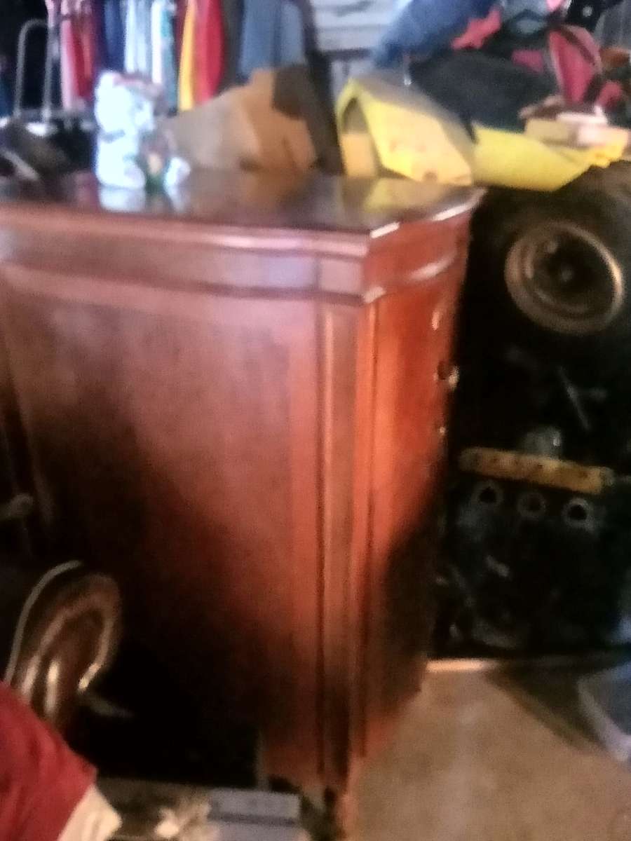 antique late 1800s tongue and groove file cabinet has 4 file