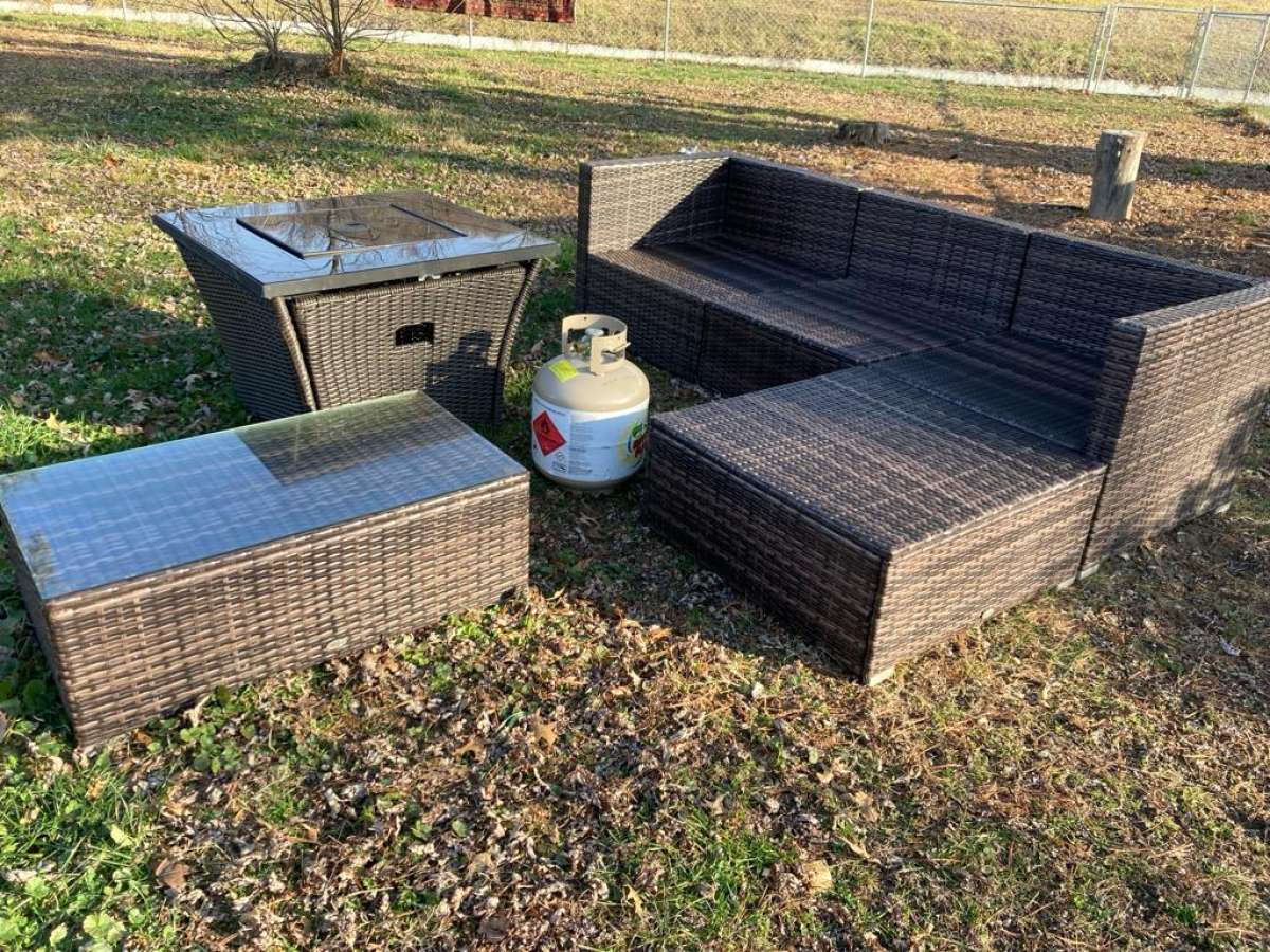 patio furniture  with fire pit table