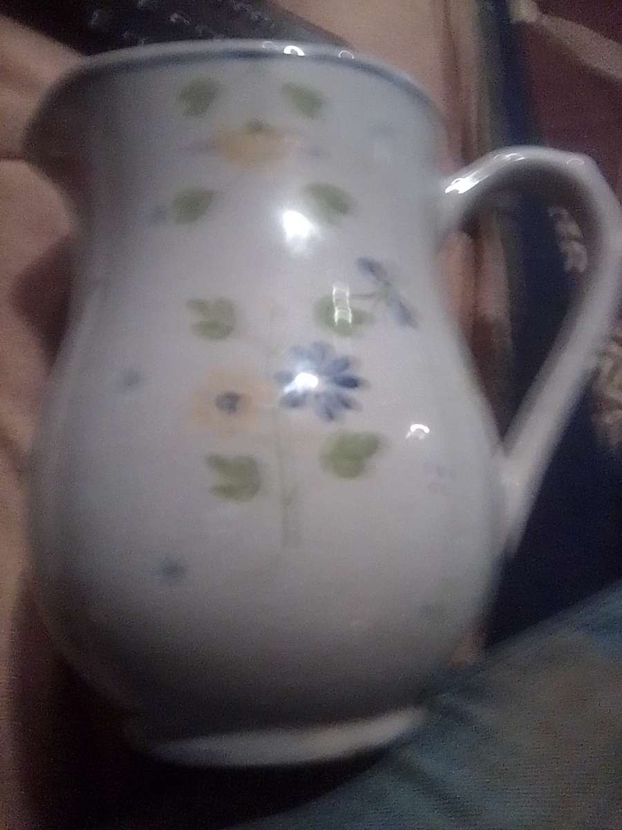 French Country Vintage Hand painted pottery pitcher