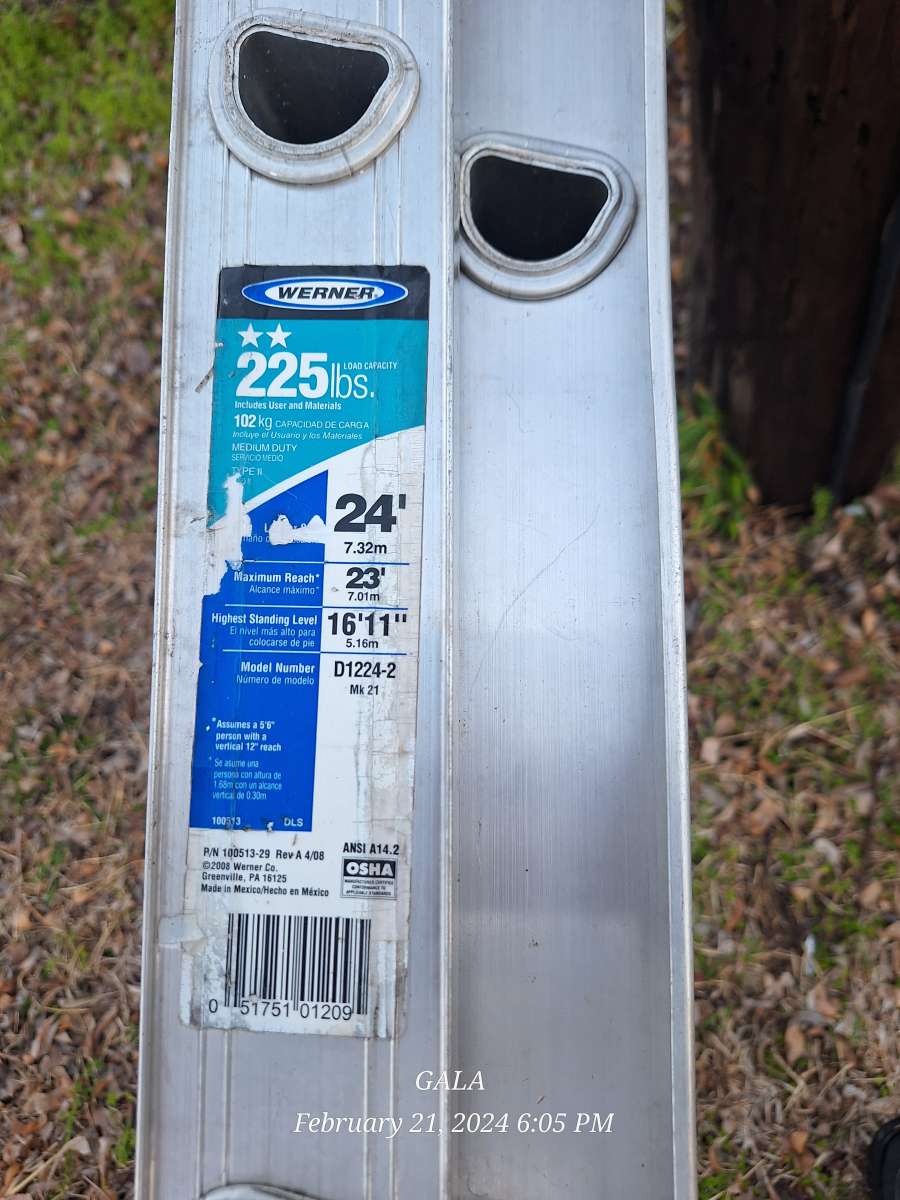 Warner aluminum 24 ft ladder