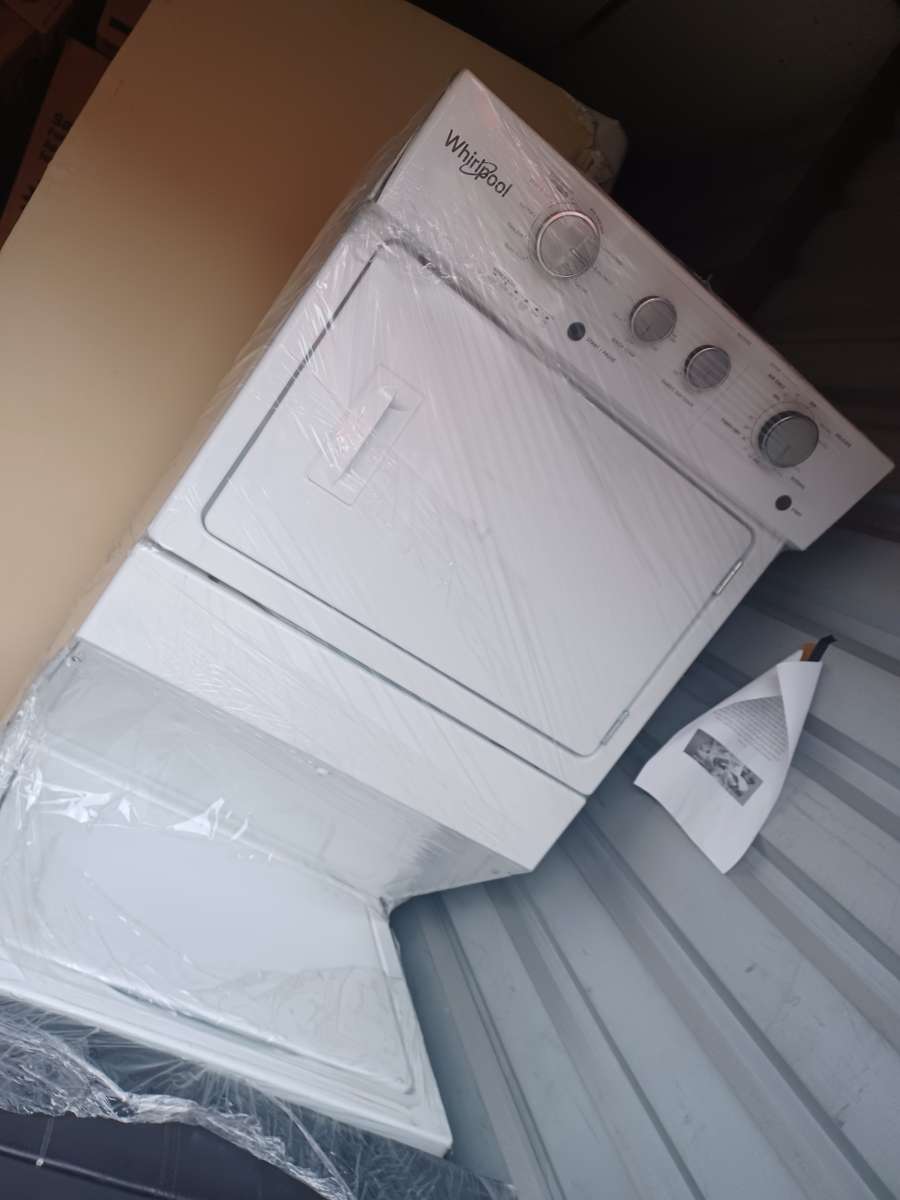 fridge washer dryer combo and fire place TV stand