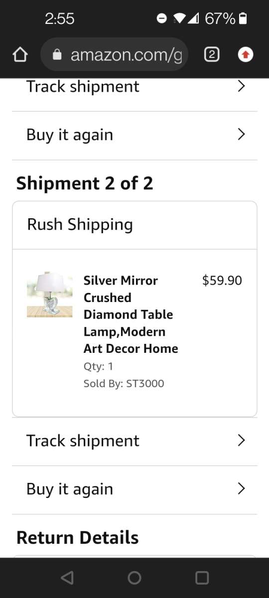 2 diamond crushed lamps new