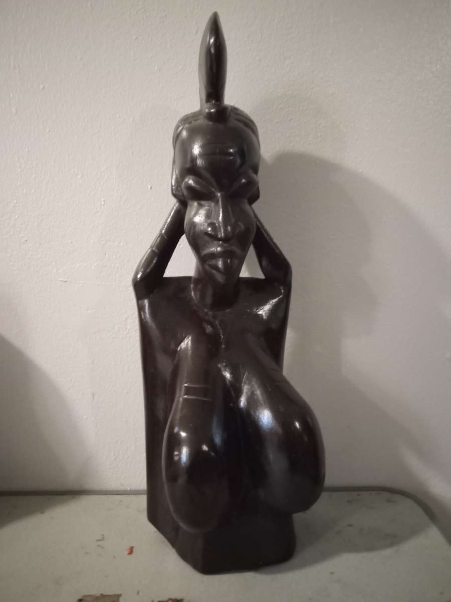 West African wood curved Female Statue