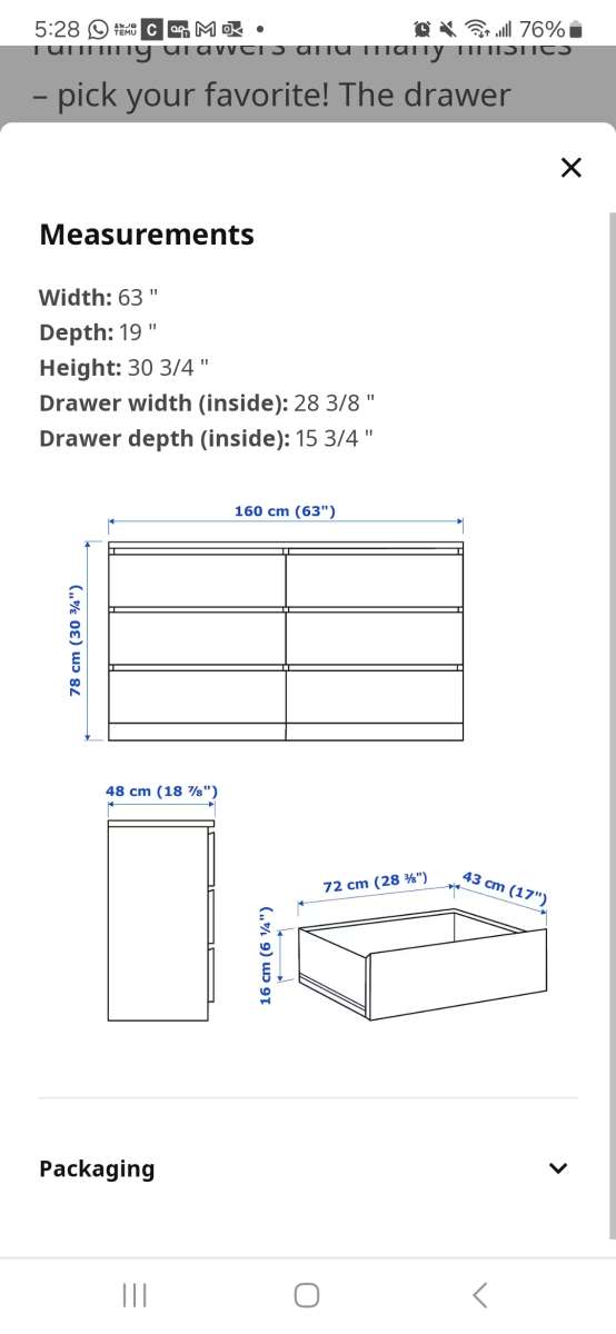 Dresser White 6 drawers