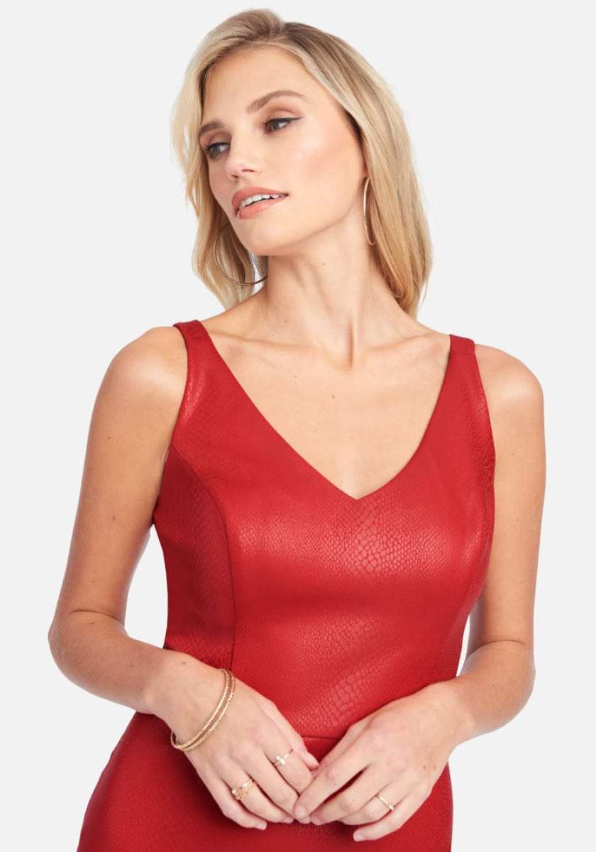 BeBe red snake skin dress