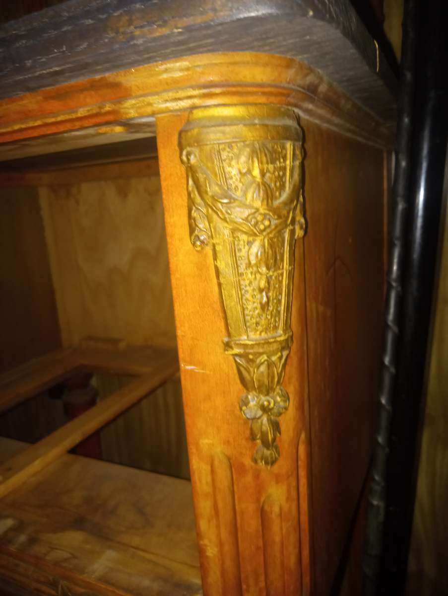 Set of antique wooden end tables with drawer