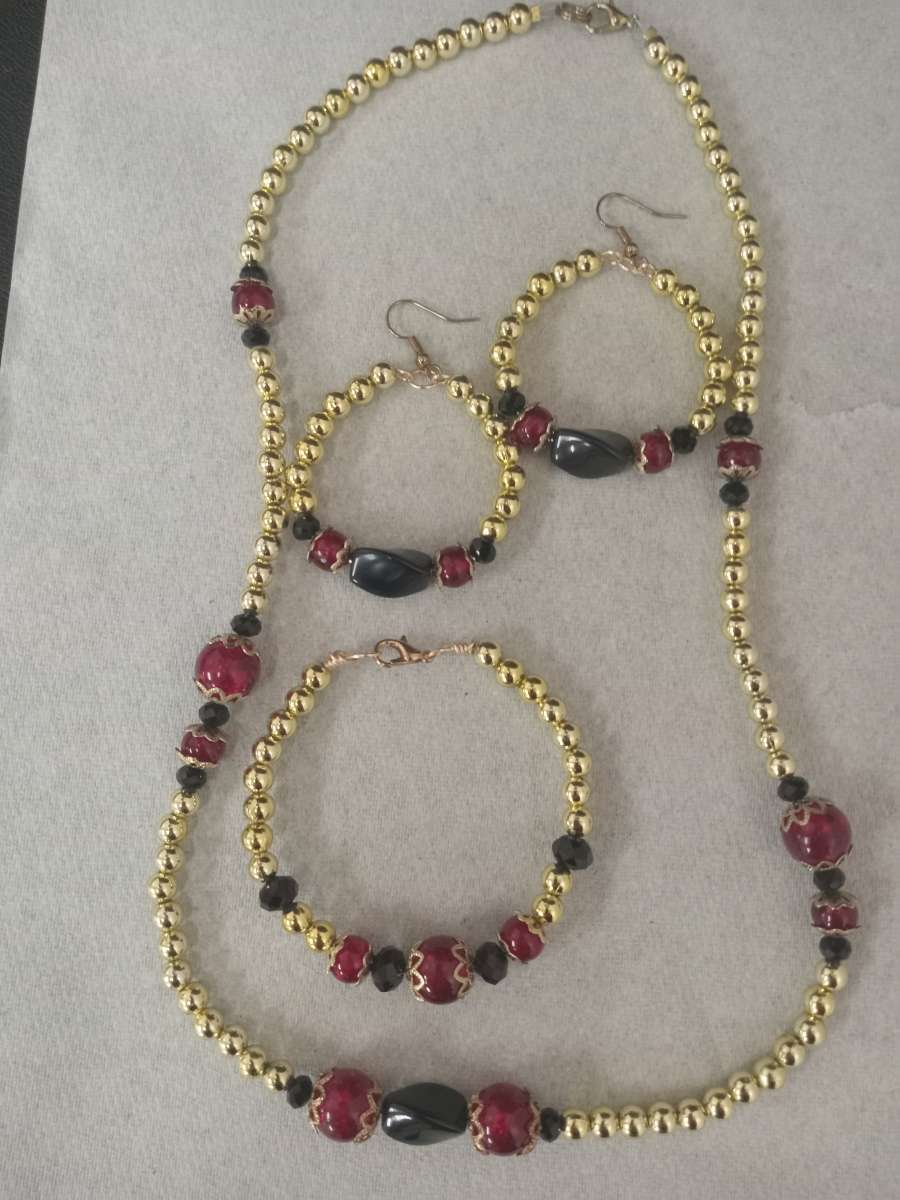 Red and Black 3Pc Jewelry Set
