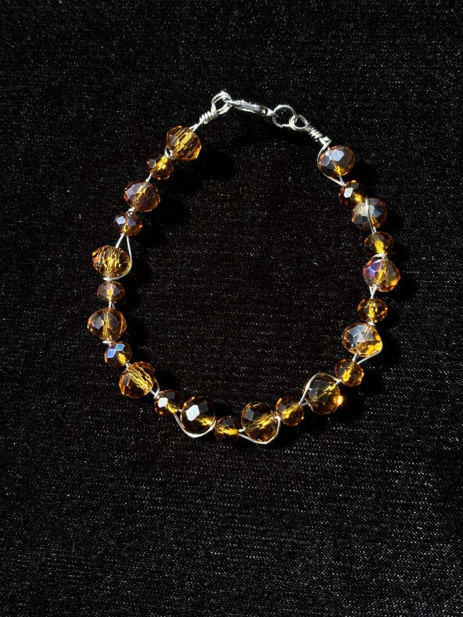 handmade wire wrapped glass beaded bracelet