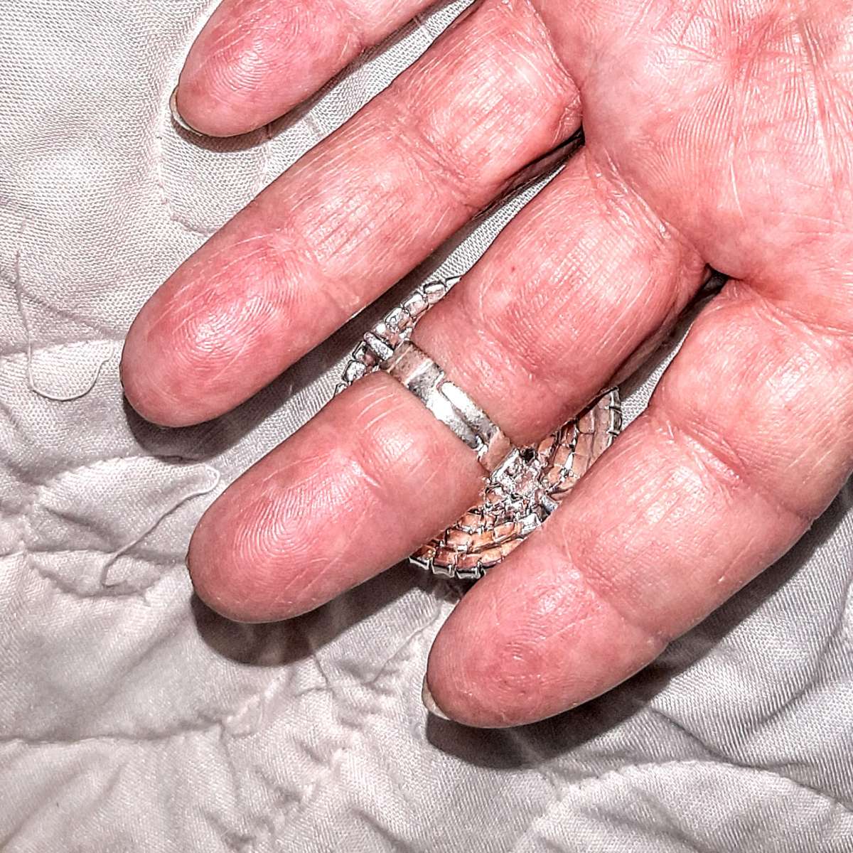 Austrian Crystal Spiral Bracelet with Attached Ring