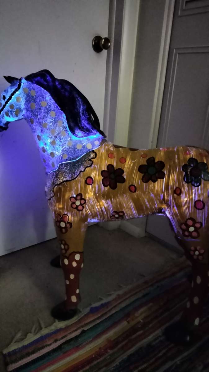 childrens light up hand painted horse can sit on