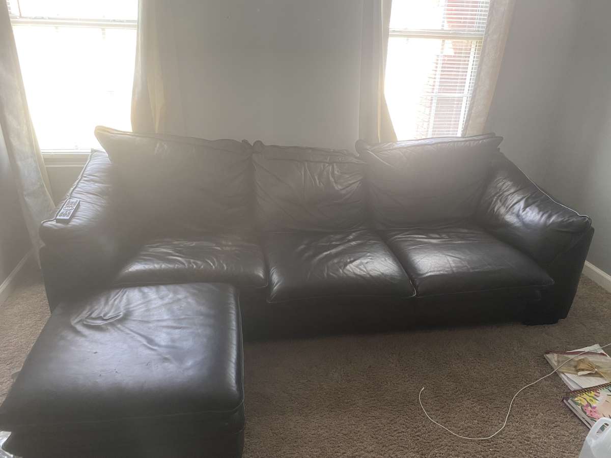 Black Leather Sofa Set