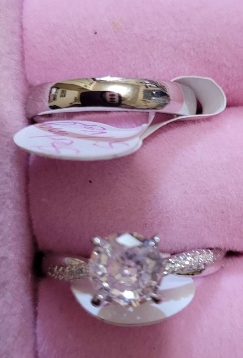 SOLD 925 sterling silver  solitaire and sterling silver band