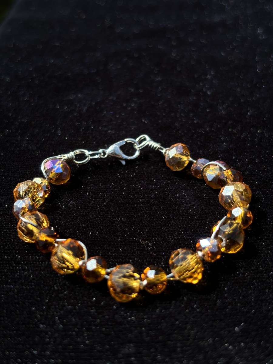 Handmade wire wrapped glass beaded bracelet