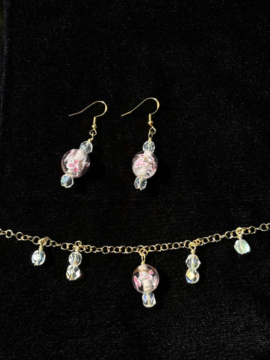 handmade necklace and earring set