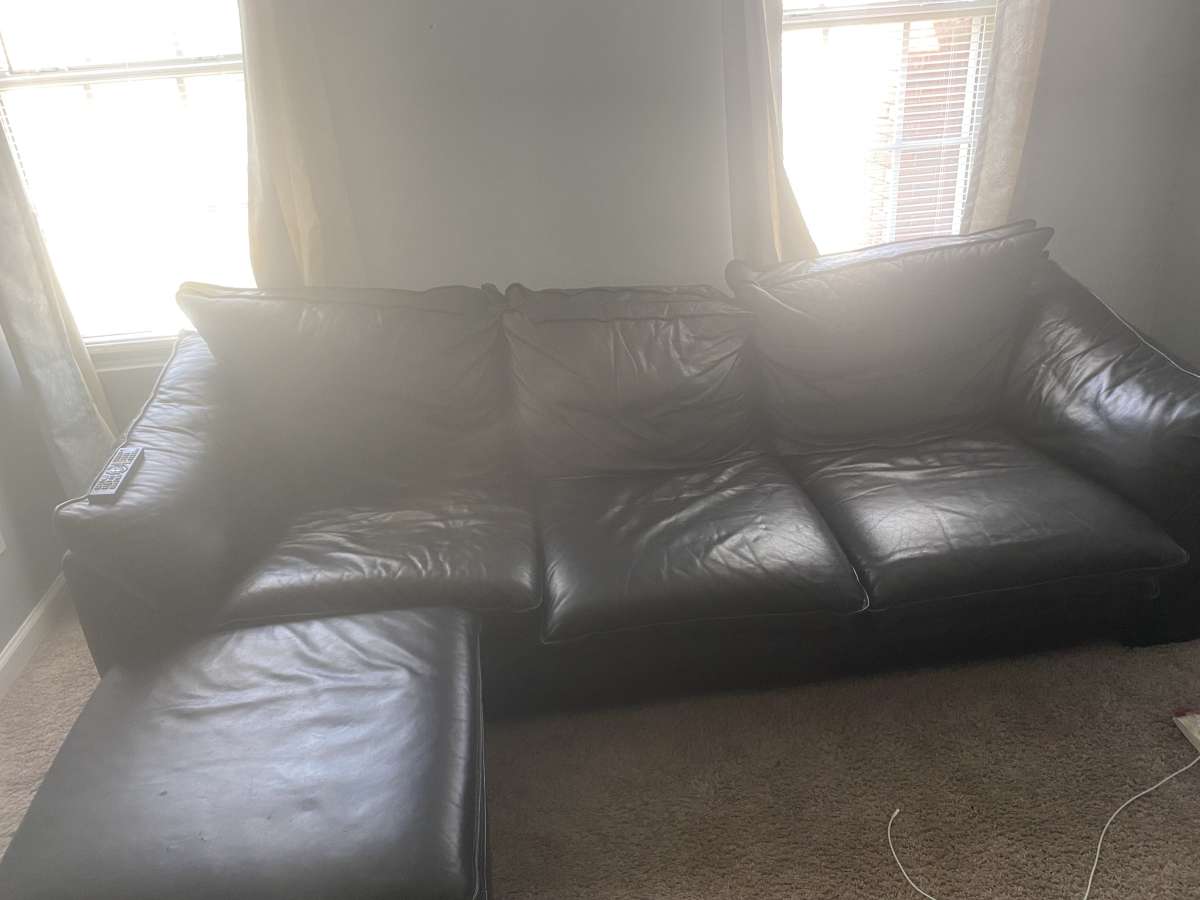 Black Leather Sofa Set