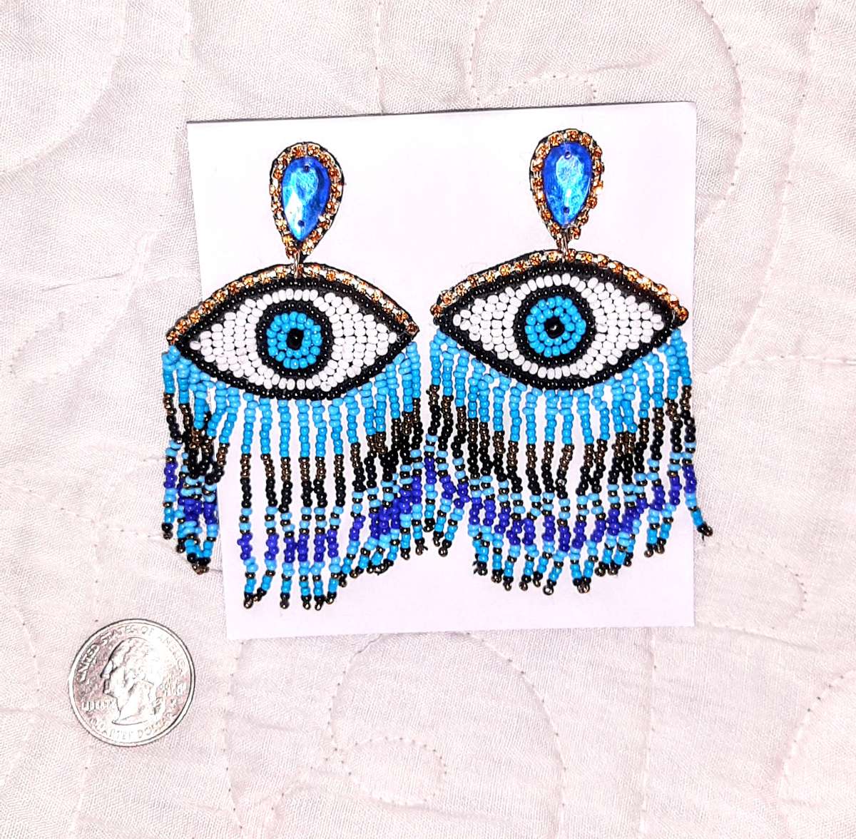 Evil Eye Seed Bead Earrings
