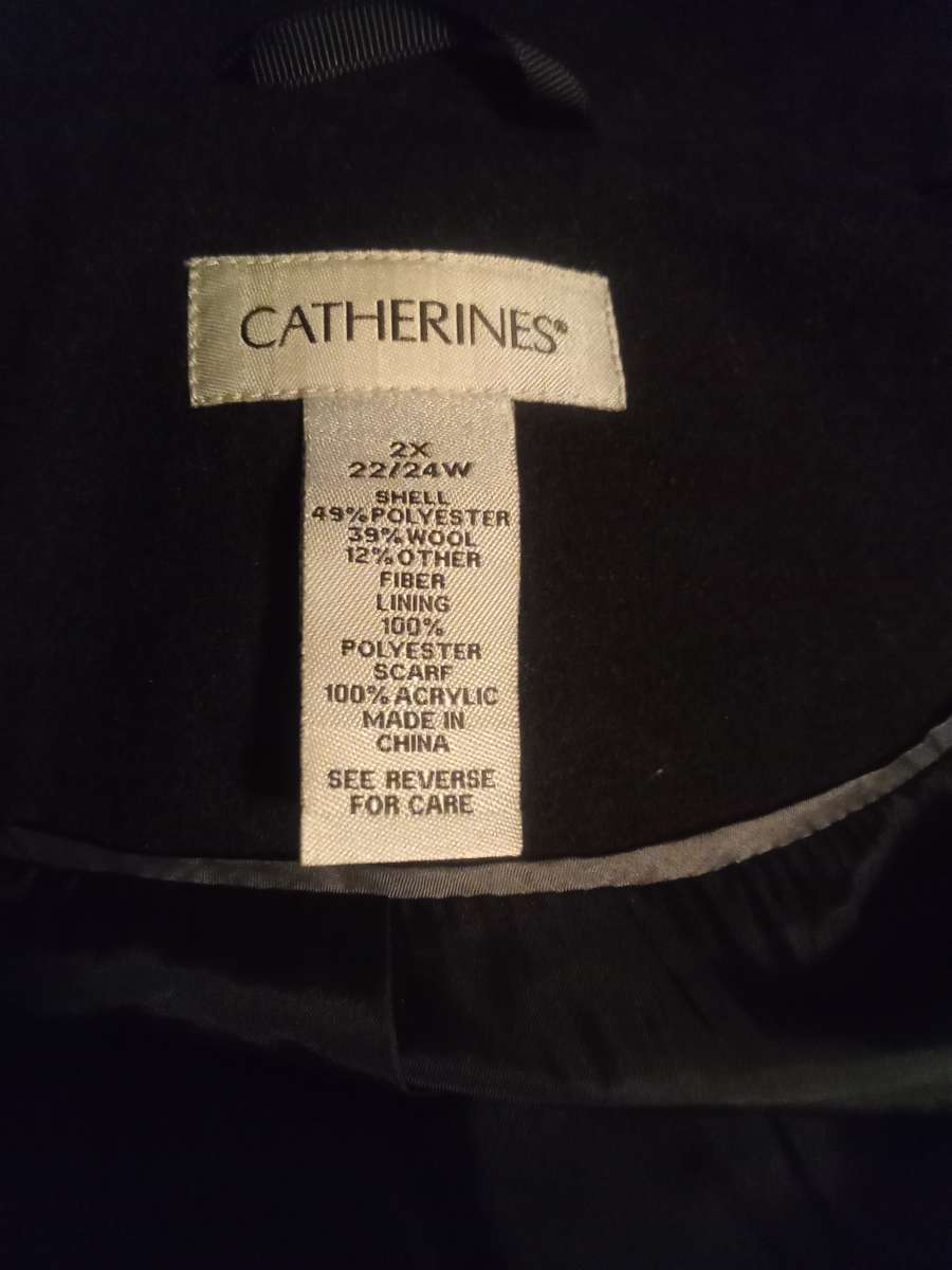 Catherines 2X Detachable Hooded Black Coat