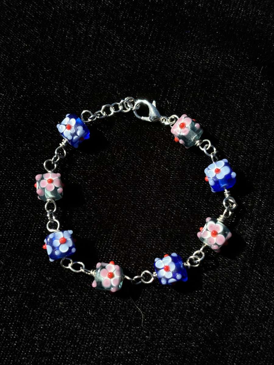 Handmade textured glass bracelet