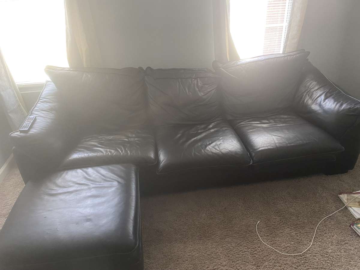 Black Leather Sofa Set