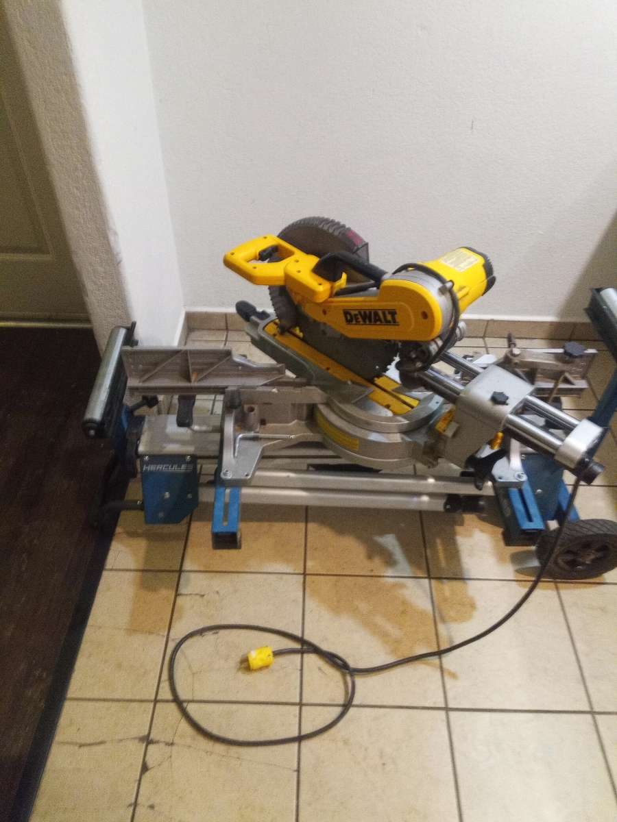 a DeWalt miter saw with table