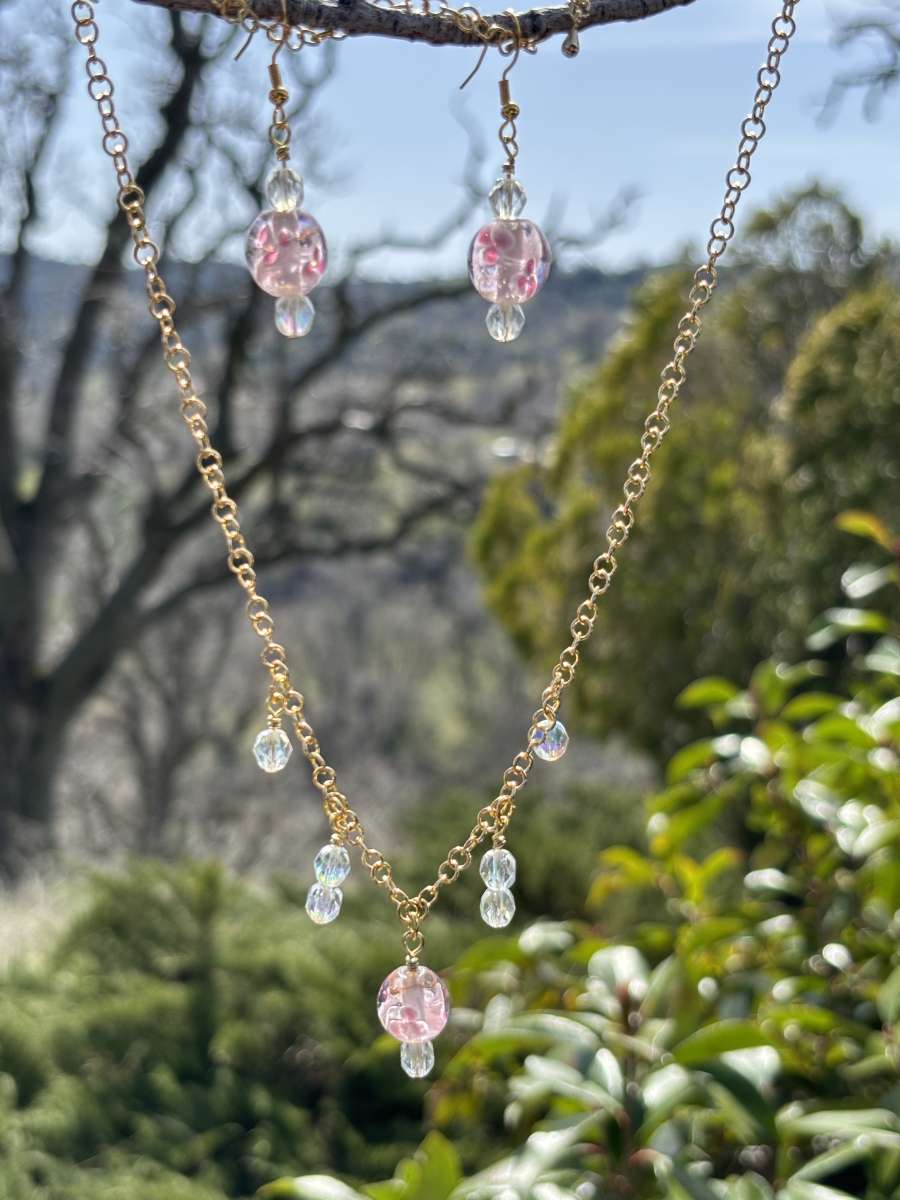 handmade necklace and earring set