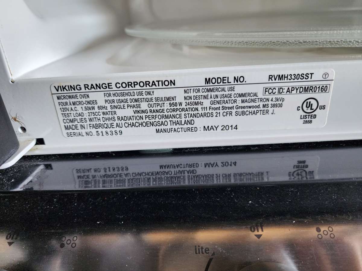 VIKING OVER THE RANGE MICROWAVE