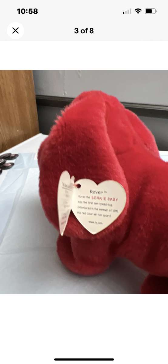 Ty Rover the red dog beanie buddy  error left ear backwards