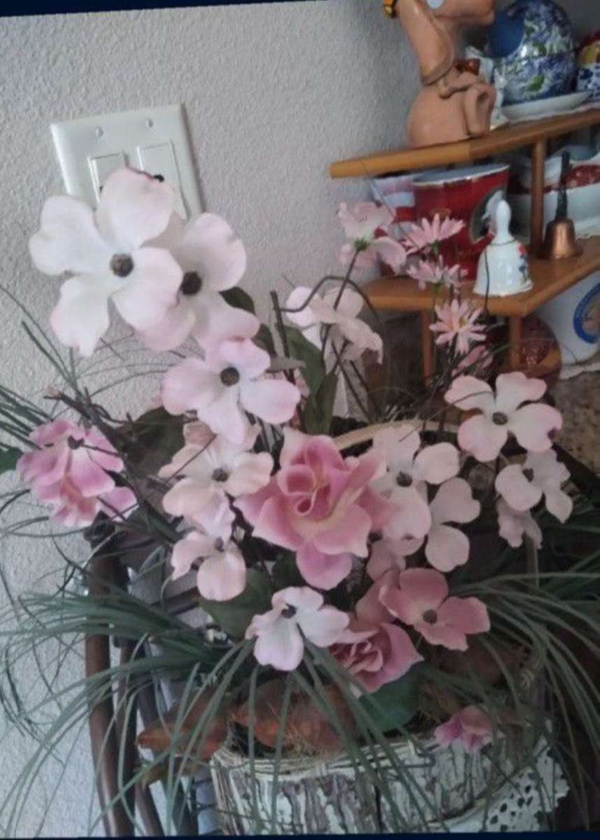 vintage 80s basket of flowers