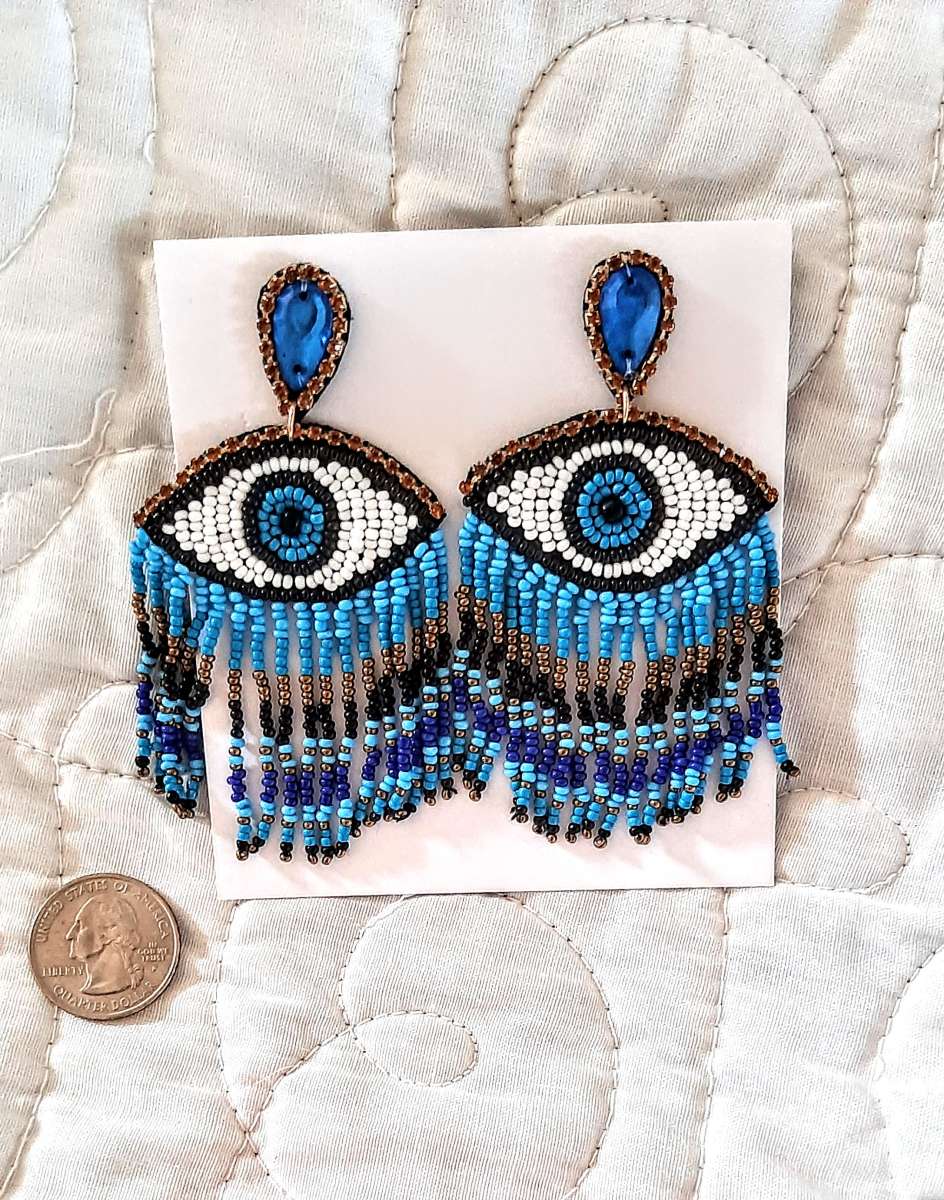 Evil Eye Seed Bead Earrings