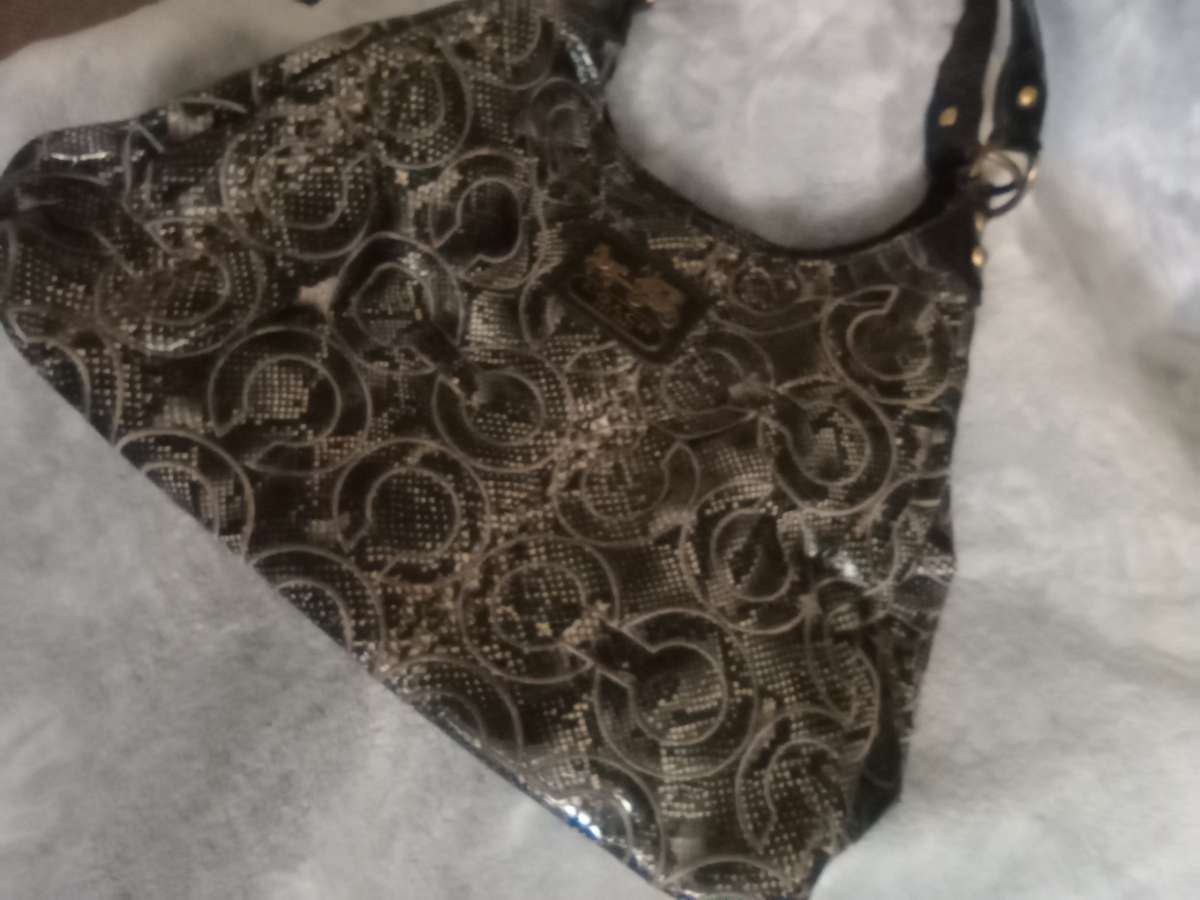 Snakeskin coach bag