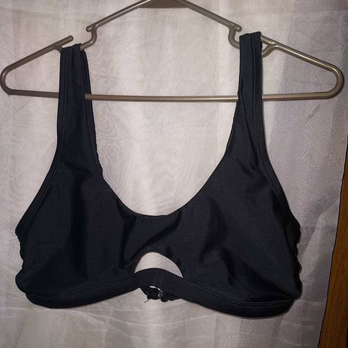 womens black swim top large