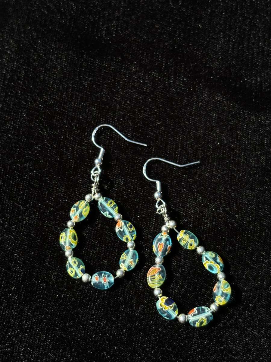 Glass beaded dangle earrings
