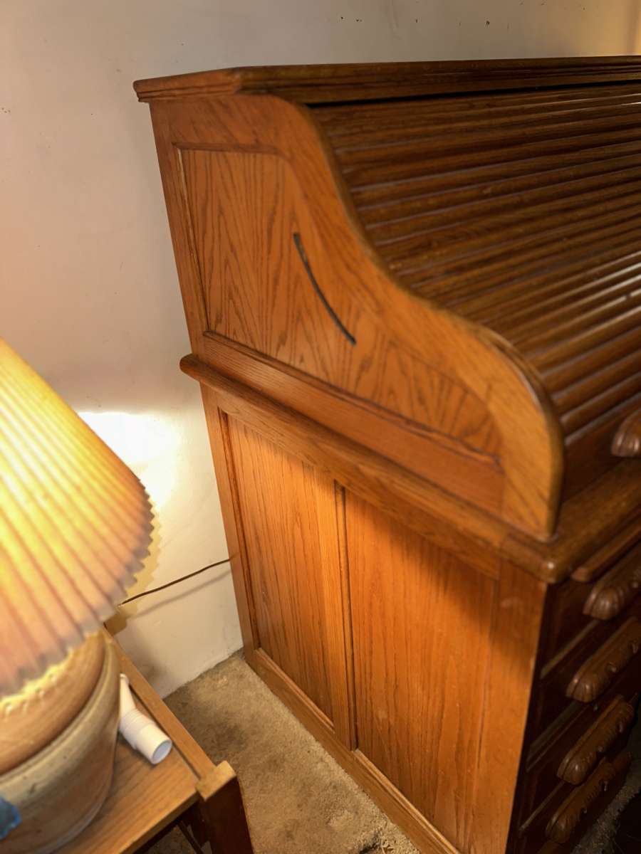 Vintage RollTop Desk with Chair