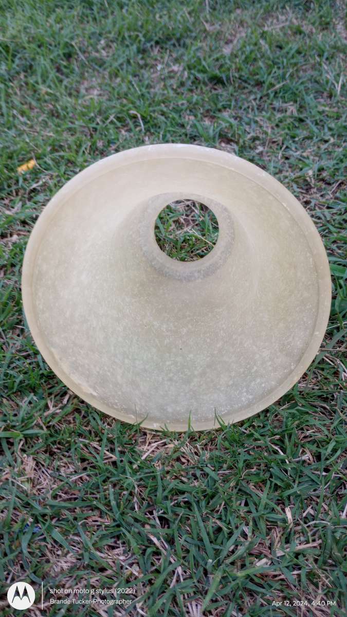 small frosted tan and white swirl light fixture dome