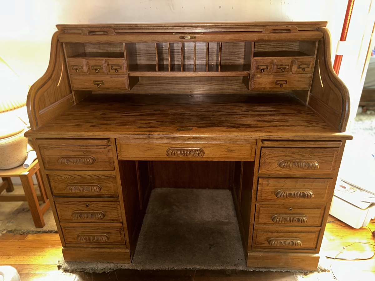 Vintage RollTop Desk with Chair