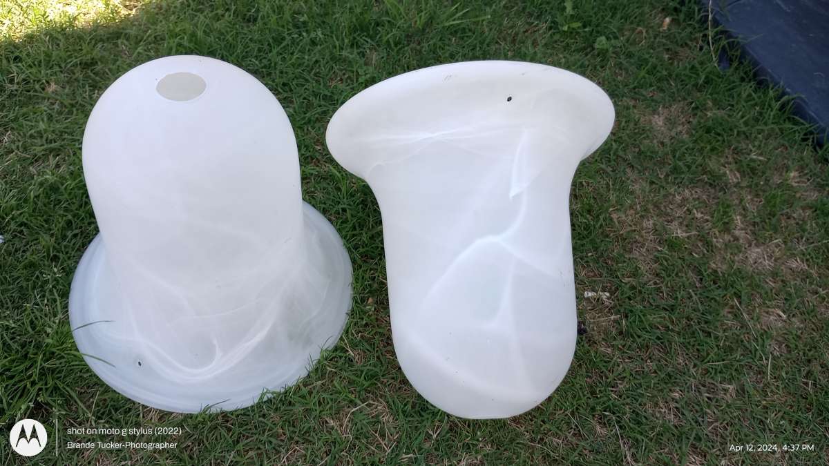 large Milky White swirl glass light dome