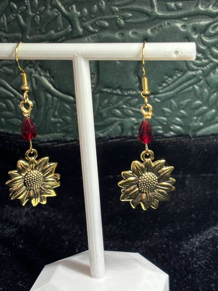 summer wine and sunflowers earrings