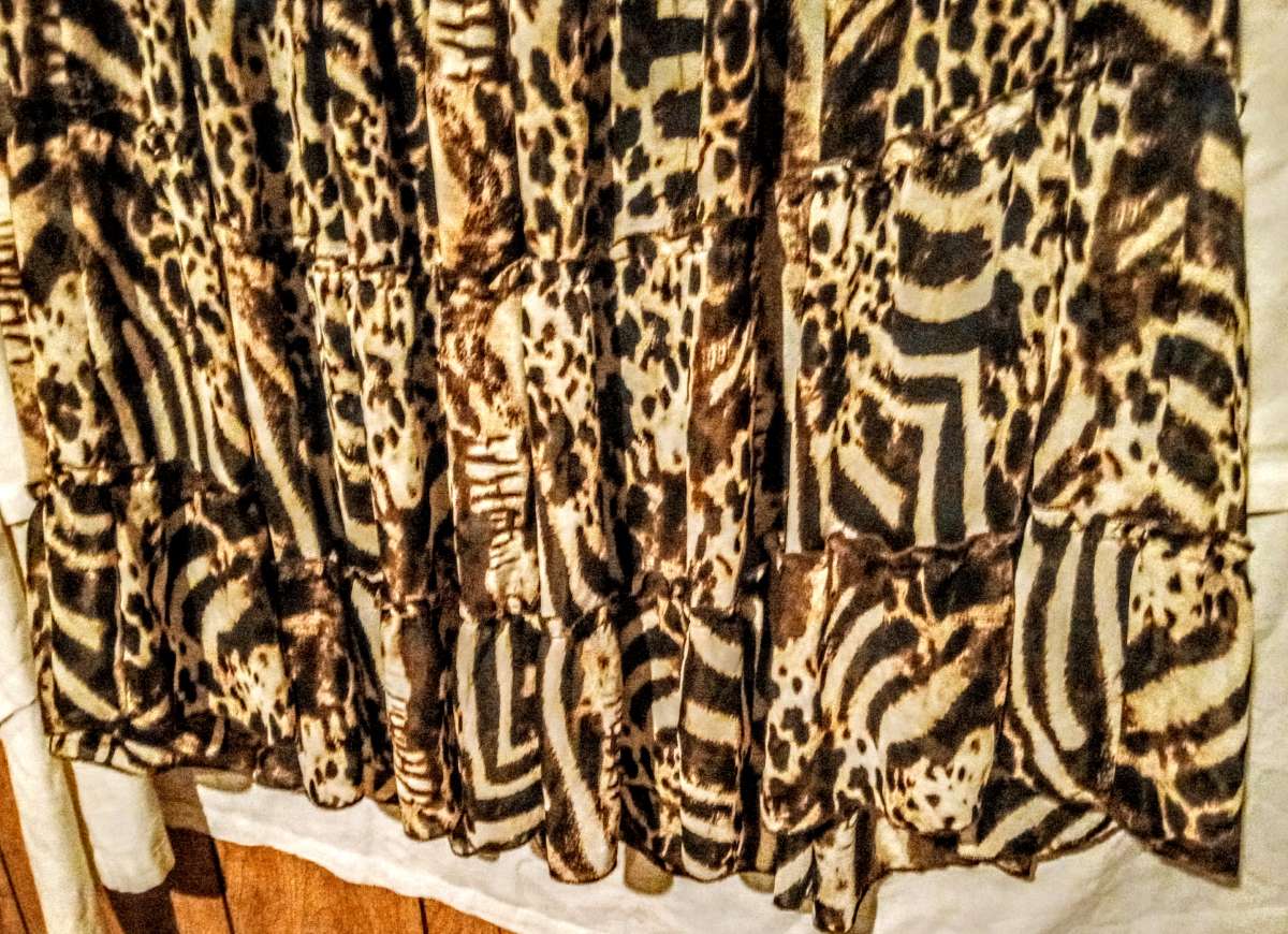 Brown and White Animal Print Skirt