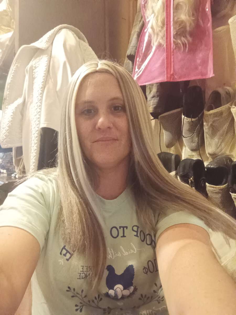 long grey and blonde wig