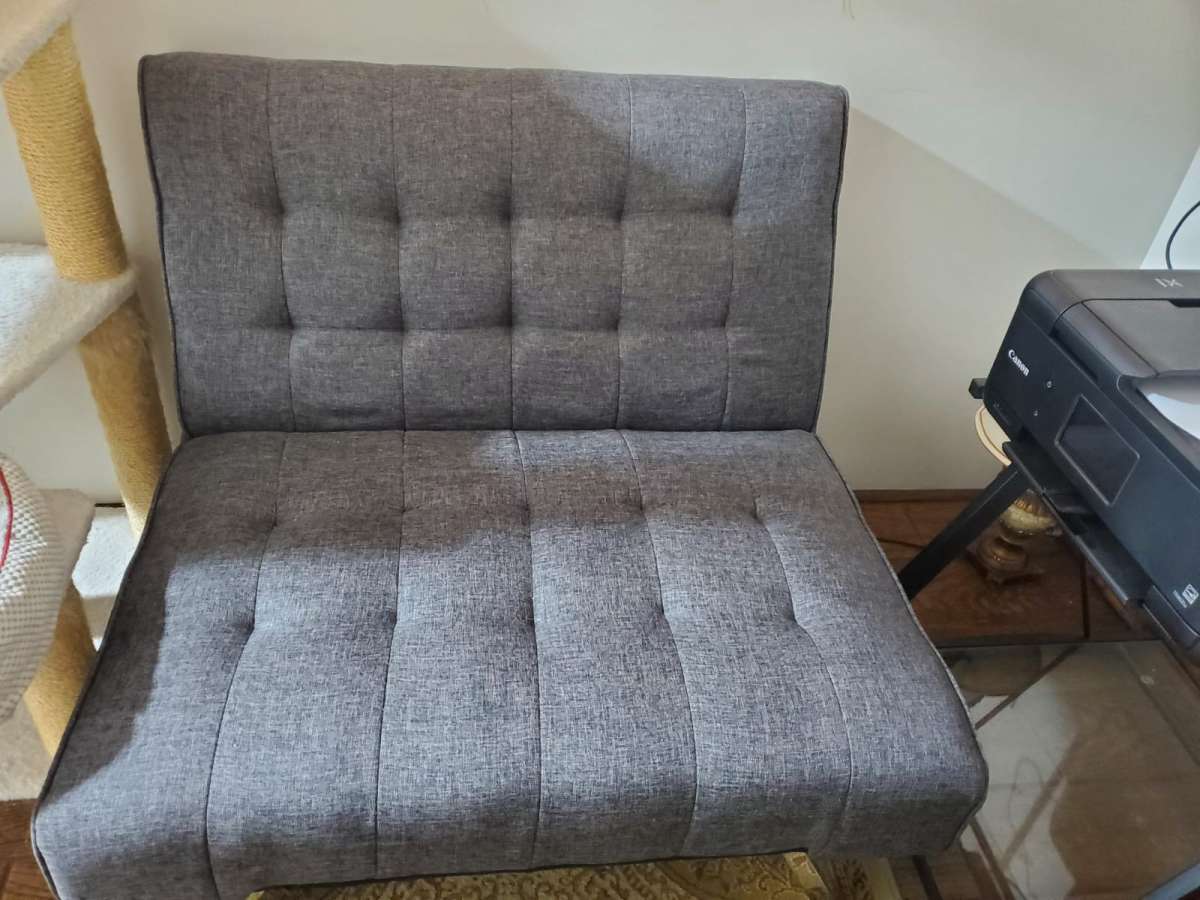 small sofa with rectangular storage ottoman