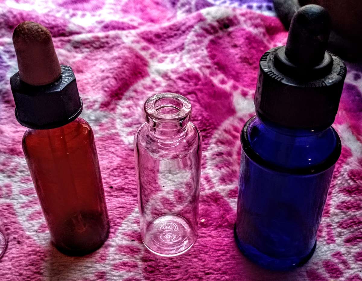 6 Colored and Clear Bottles