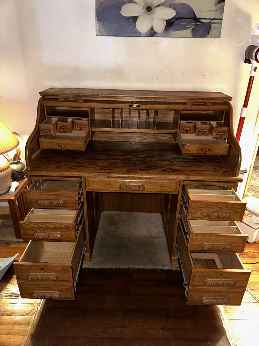 Vintage RollTop Desk with Chair