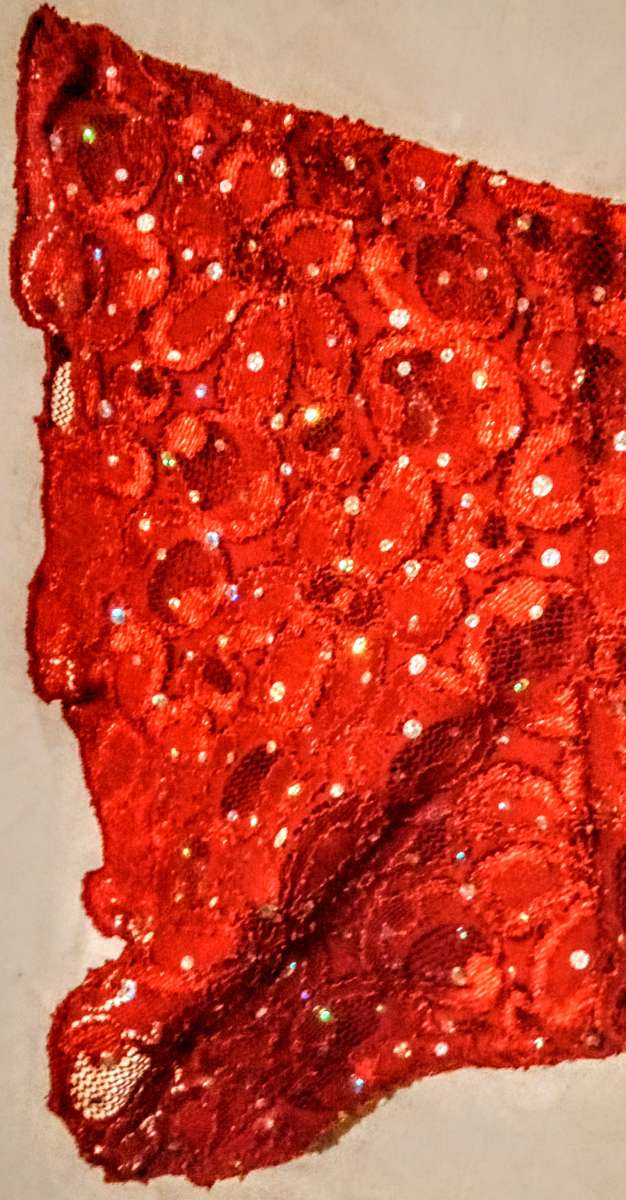 Cato Red Sequins Sheer Lace Long Sleeves Shirt