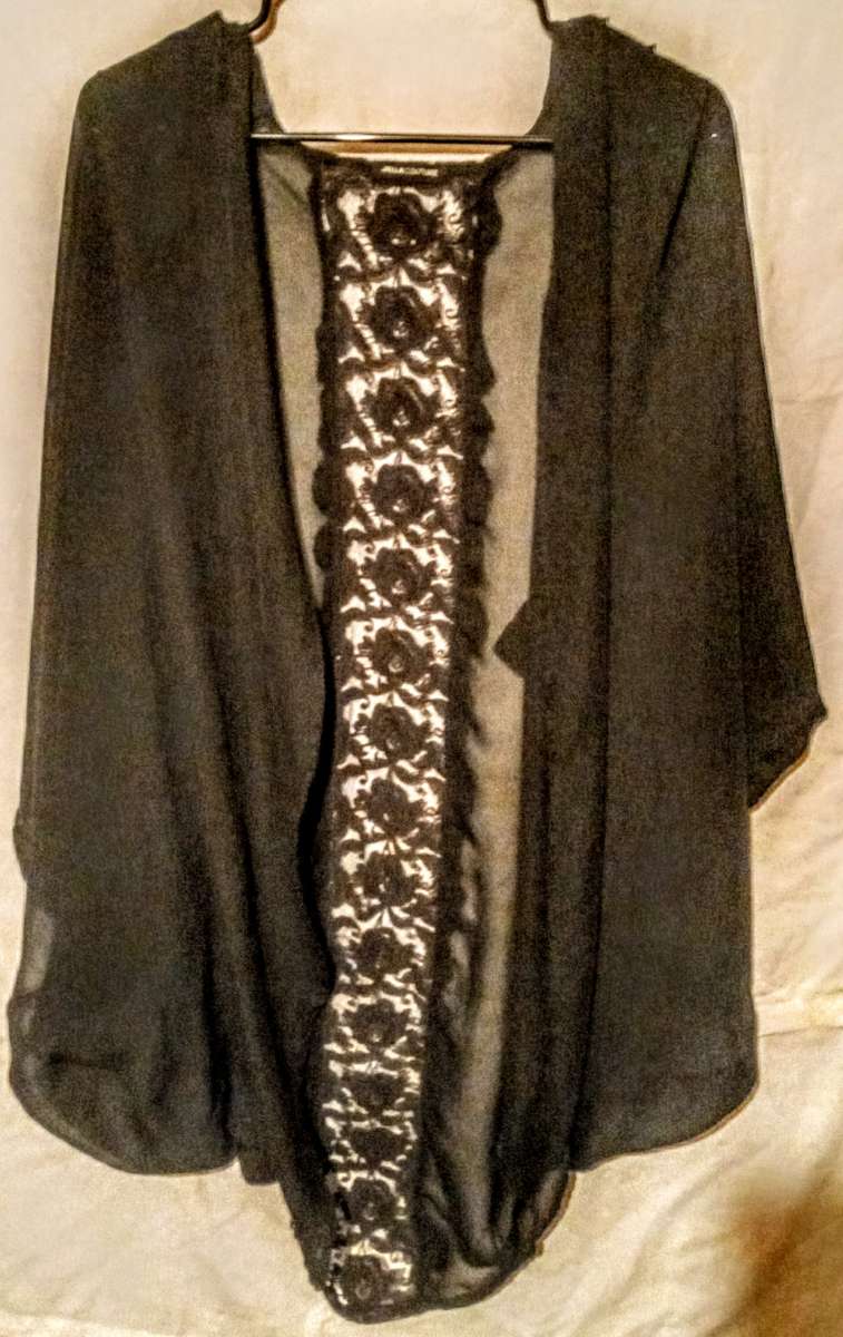 JellaCouture Black Sheer Lace Cover Up