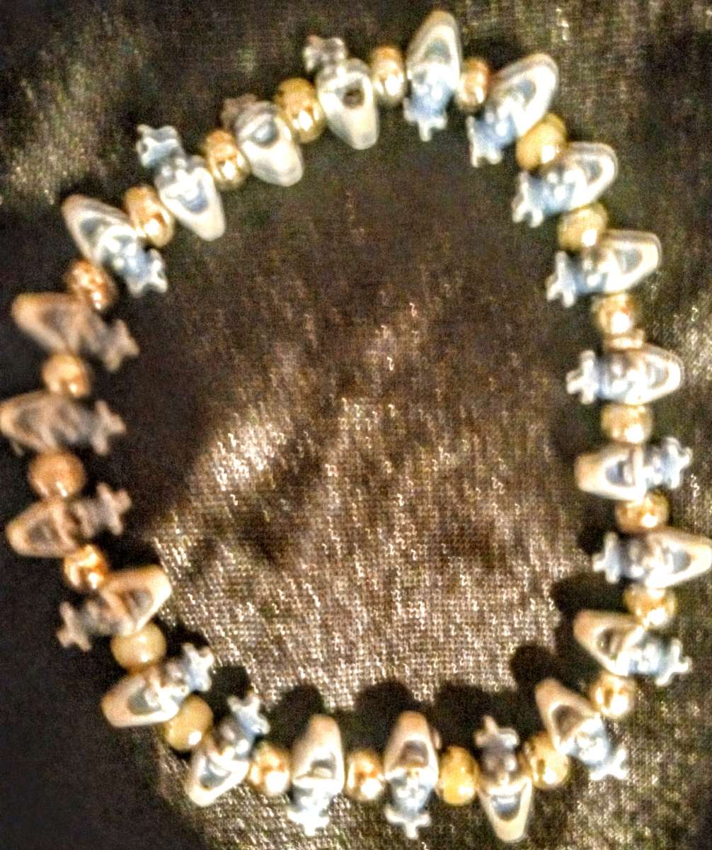 Blue and White Clown Face Beaded Bracelet