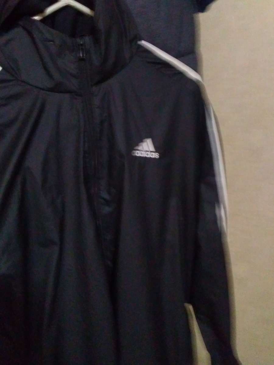 mens Adidas hoodie rain jacket large