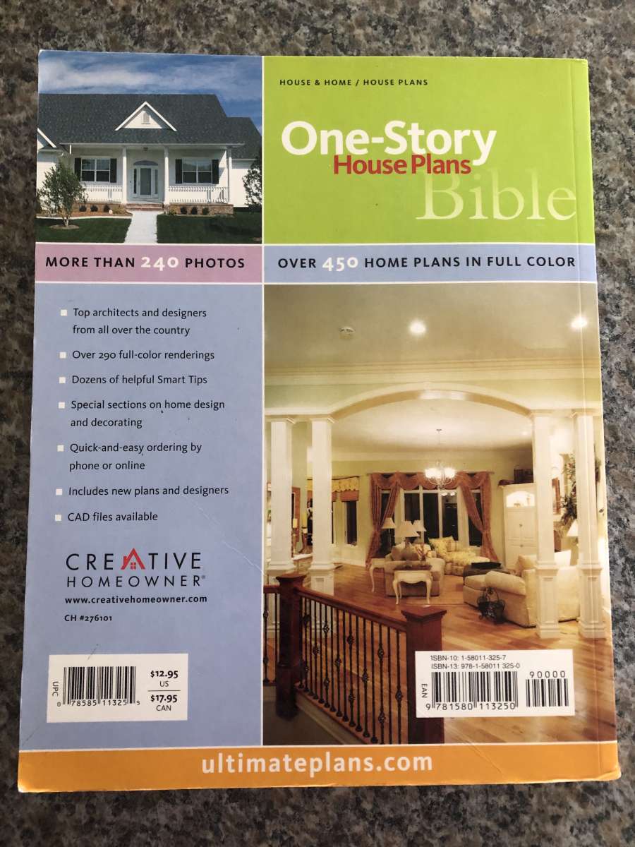 Book One Story House Plans Bible  Over 450 Home Plans in Ful