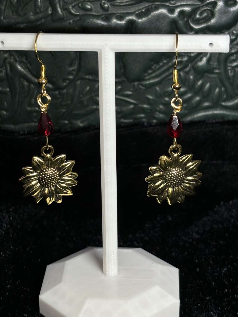 summer wine and sunflowers earrings