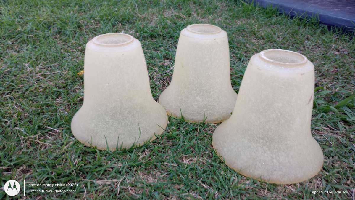 small frosted tan and white swirl light fixture dome