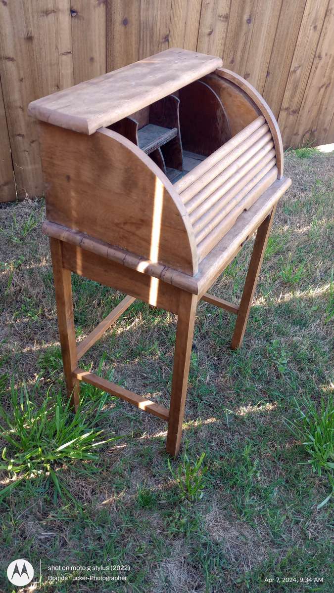 Antique roll up door childs school desk